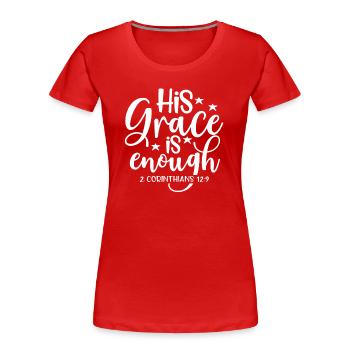 God‘s Grace is enough Jesus Bibelvers Christlich - Frauen Premium Bio T-Shirt - Rot - Vorne - Mia (176cm)
