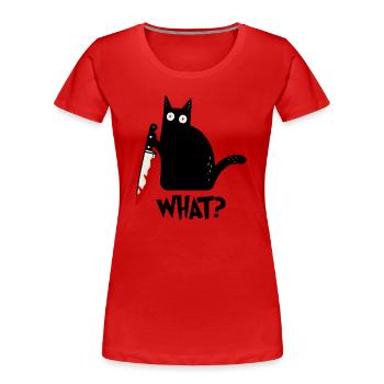 Chat effrayant quel graphique - T-shirt bio Premium Femme - rouge - Devant - Mia (176cm)