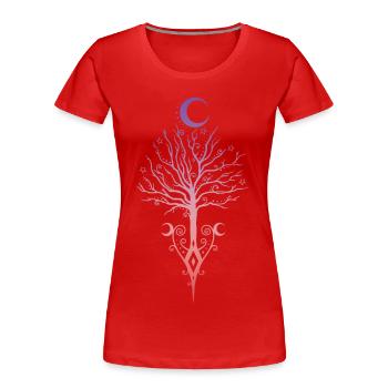 Okkulter Mondbaum Dunkler Herbst - Frauen Premium Bio T-Shirt - Rot - Vorne - Mia (176cm)