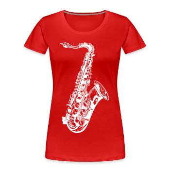 Saxophon Skizze - Frauen Premium Bio T-Shirt - Rot - Vorne - Mia (176cm)