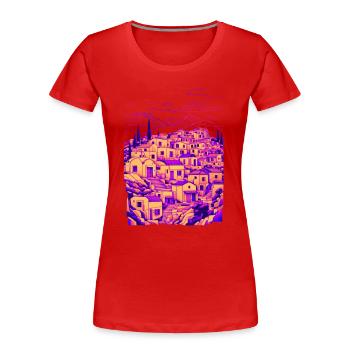 Minimalistisches griechisches Dorf - Frauen Premium Bio T-Shirt - Rot - Vorne - Mia (176cm)