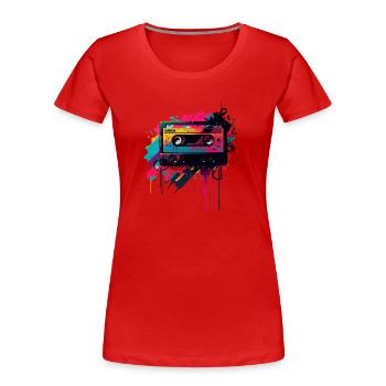 Mixtape rétro - T-shirt bio Premium Femme - rouge - Devant - Mia (176cm)