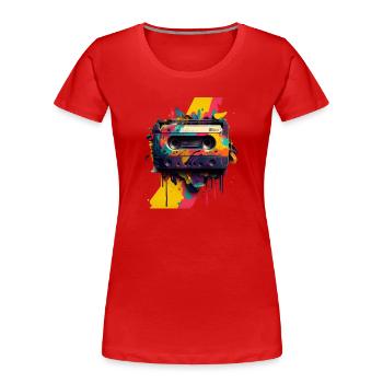 Mixtape rétro - T-shirt bio Premium Femme - rouge - Devant - Mia (176cm)