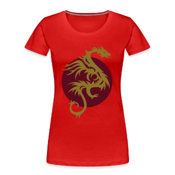 DRAGON SUN - T-shirt bio Premium Femme - rouge - Devant - Mia (176cm)
