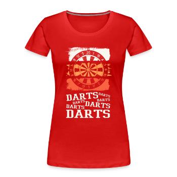 Fléchettes, jeu de fléchettes, jeu de fléchettes, fléchettes, joueurs de fléchettes - T-shirt bio Premium Femme - rouge - Devant - Mia (176cm)