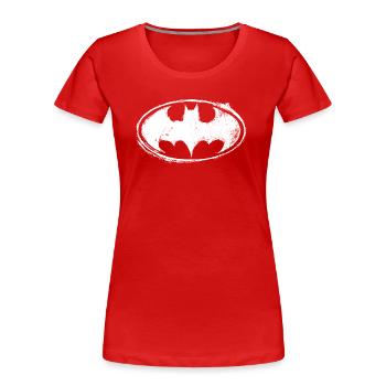 Batman Logo White Chalk - Frauen Premium Bio T-Shirt - Rot - Vorne - Mia (176cm)