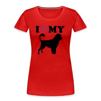 Portugiesischer Wasserhund - Frauen Premium Bio T-Shirt - Rot - Vorne - Mia (176cm)