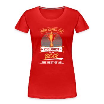 Trophäe Pokal für Zoologe des Jahres - Frauen Premium Bio T-Shirt - Rot - Vorne - Mia (176cm)