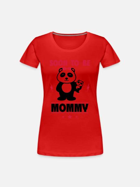 Panda Soon Mom Pregnancy - Women's Premium Organic T-Shirt - red