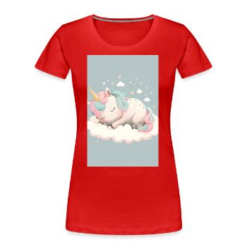 Bébé licorne - T-shirt bio Premium Femme - rouge - Devant - Mia (176cm)