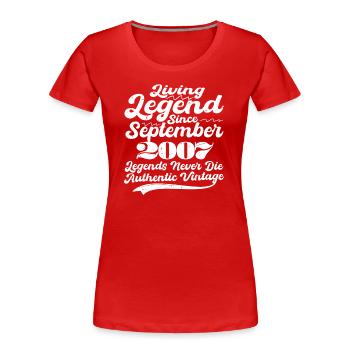 Il était une fois une légende. Septembre 2007 Naissance - T-shirt bio Premium Femme - rouge - Devant - Mia (176cm)
