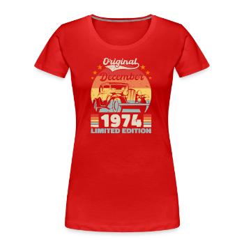 Décembre 1974 Cadeau d’anniversaire Décembre 1974 - T-shirt bio Premium Femme - rouge - Devant - Mia (176cm)
