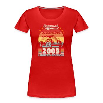 Dezember 2003 Geburtstagsgeschenk Dezember 2003 - Frauen Premium Bio T-Shirt - Rot - Vorne - Mia (176cm)