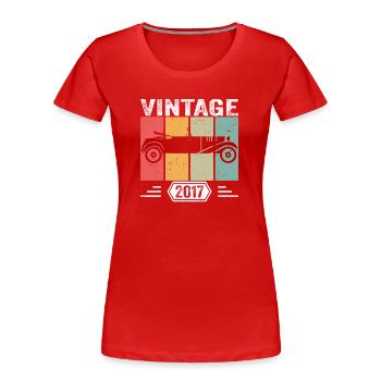 Classic Since 2017, Vintage Car Birthday Gift 2017 - Frauen Premium Bio T-Shirt - Rot - Vorne - Mia (176cm)