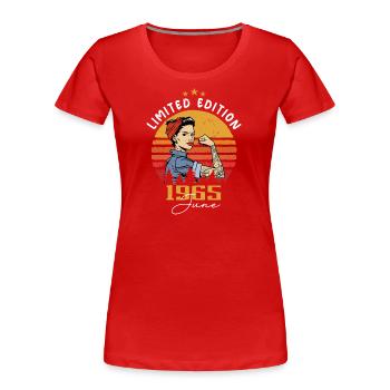 Vintage 1965 - Born In June 1965 - Women's Premium Organic T-Shirt - red - Front - Mia (176cm)