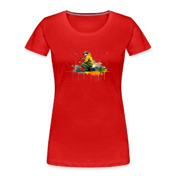 Conception de graffitis de pêcheurs - T-shirt bio Premium Femme - rouge - Devant - Mia (176cm)