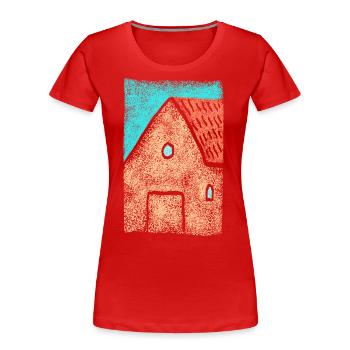 Haus - Architektur Design - Landleben - Frauen Premium Bio T-Shirt - Rot - Vorne - Mia (176cm)