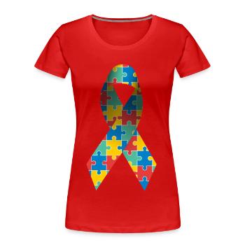 Awareness Ribbon für Autismus und Asperger-Syndrom - Frauen Premium Bio T-Shirt - Rot - Vorne - Mia (176cm)