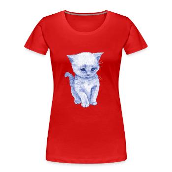 Schmuse Katze - Frauen Premium Bio T-Shirt - Rot - Vorne - Mia (176cm)