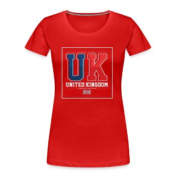 UK - Frauen Premium Bio T-Shirt - Rot - Vorne - Mia (176cm)
