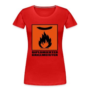 GRILLMEISTER - Frauen Premium Bio T-Shirt - Rot - Vorne - Mia (176cm)