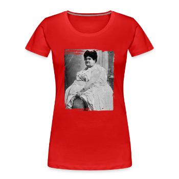 Dicke Frau | vintage - Frauen Premium Bio T-Shirt - Rot - Vorne - Mia (176cm)