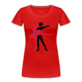 Vektor Balletttänzer Silhouette - Frauen Premium Bio T-Shirt - Rot - Vorne - Mia (176cm)