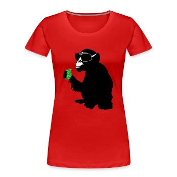 singe avec grenade - T-shirt bio Premium Femme - rouge - Devant - Mia (176cm)