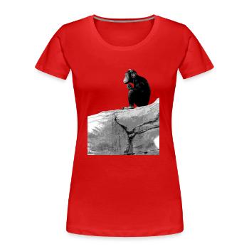 Music Monkey - Women's Premium Organic T-Shirt - red - Front - Mia (176cm)