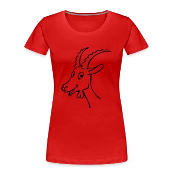 Chèvre - T-shirt bio Premium Femme - rouge - Devant - Mia (176cm)