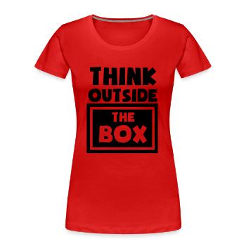 Think Outside The Box - Frauen Premium Bio T-Shirt - Rot - Vorne - Mia (176cm)
