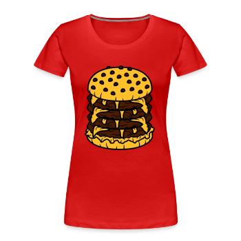 design high multiple lay cool hamburger cheeseburg - Women's Premium Organic T-Shirt - red - Front - Mia (176cm)
