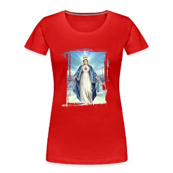 Holly Mary Maria Madonna Mariana Vierge Marie - T-shirt bio Premium Femme - rouge - Devant - Mia (176cm)