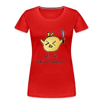Combat de poulets - T-shirt bio Premium Femme - rouge - Devant - Mia (176cm)