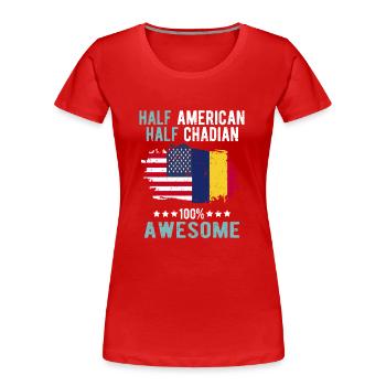 Halb Amerikaner Halb Tschader - Frauen Premium Bio T-Shirt - Rot - Vorne - Mia (176cm)