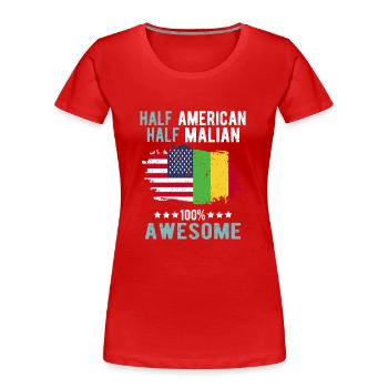 Moitié américain moitié malien - T-shirt bio Premium Femme - rouge - Devant - Mia (176cm)