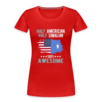 Halb Amerikaner Halb Somalier - Frauen Premium Bio T-Shirt - Rot - Vorne - Mia (176cm)