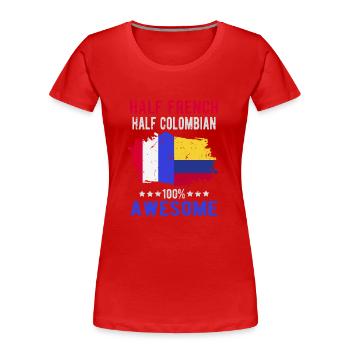 Moitié Français moitié colombien - T-shirt bio Premium Femme - rouge - Devant - Mia (176cm)