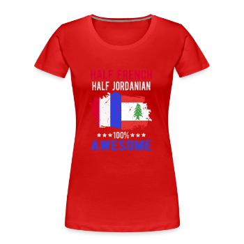 Halb Franzose Halb Jordanier - Frauen Premium Bio T-Shirt - Rot - Vorne - Mia (176cm)