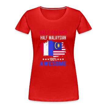 Moitié Français moitié malaisien - T-shirt bio Premium Femme - rouge - Devant - Mia (176cm)