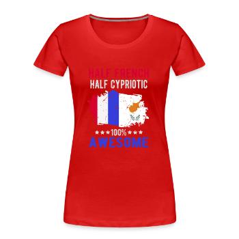 Moitié Français moitié chypriote - T-shirt bio Premium Femme - rouge - Devant - Mia (176cm)