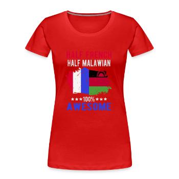 Moitié Français moitié Malawi - T-shirt bio Premium Femme - rouge - Devant - Mia (176cm)