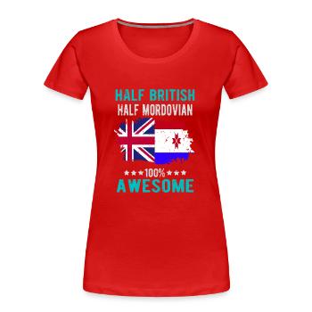 Halb Brite Halb Mordwinen - Frauen Premium Bio T-Shirt - Rot - Vorne - Mia (176cm)