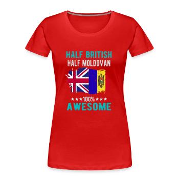 Halb Brite Halb Moldawier - Frauen Premium Bio T-Shirt - Rot - Vorne - Mia (176cm)