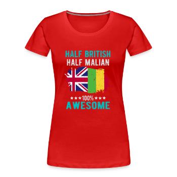 Halb Brite Halb Malier - Frauen Premium Bio T-Shirt - Rot - Vorne - Mia (176cm)