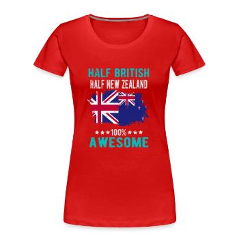 Halb Brite Halb Neuseeländer - Frauen Premium Bio T-Shirt - Rot - Vorne - Mia (176cm)
