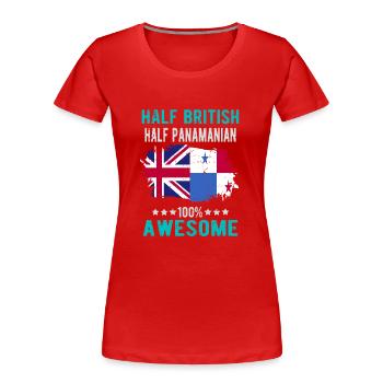Moitié Britannique Moitié Panama - T-shirt bio Premium Femme - rouge - Devant - Mia (176cm)
