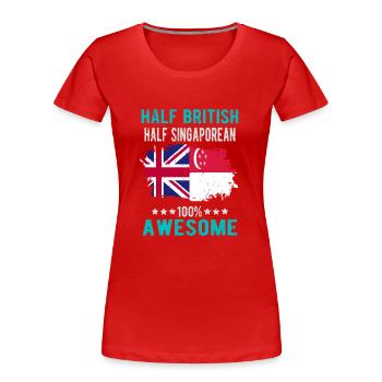 Halb Brite Halb Singapurer - Frauen Premium Bio T-Shirt - Rot - Vorne - Mia (176cm)
