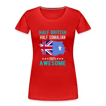 Halb Brite Halb Somalier - Frauen Premium Bio T-Shirt - Rot - Vorne - Mia (176cm)
