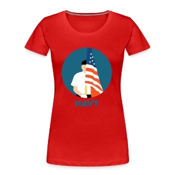 Navy - Women's Premium Organic T-Shirt - red - Front - Mia (176cm)